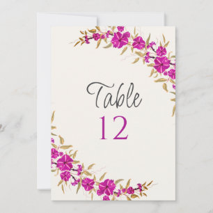 Purple Wild Trumpet Flower Wedding Table Number