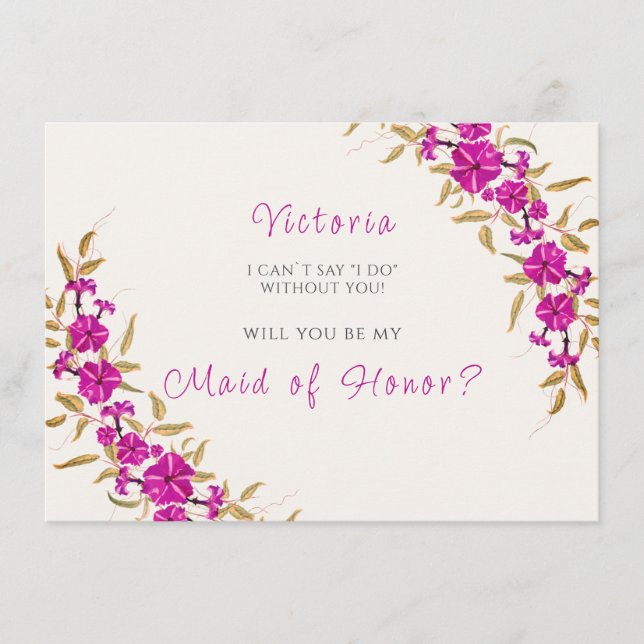 Purple Wild Trumpet Vine Flower Garden Wedding Menu (Front)