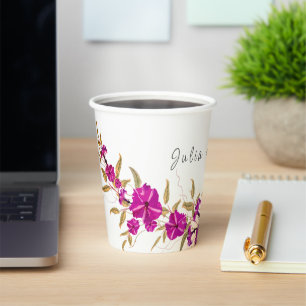 Purple Wild Trumpet Vine Flower Garden Wedding Paper Cups