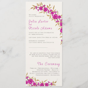 Purple Wild Trumpet Vine Flower Garden Wedding Programme