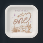 Purple Wildest One in the West Party Plates<br><div class="desc">Girl's Western Party Plates
Ready to be personalised by you!</div>