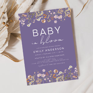 Purple Wildflower Baby in Bloom Baby Shower Invitation