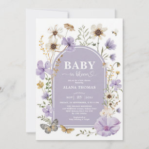 Purple Wildflower Baby Shower Invitation