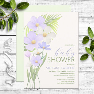 Purple Wildflower Baby Shower Invitation