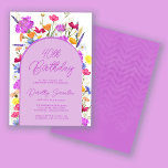 Purple Wildflower Boho 40th Birthday Party Invitation<br><div class="desc">A purple Boho arch surrounds your 40th Birthday party details. Colourful wildflowers add a floral touch in purple, orange yellow and red. Modern script also in purple adds a trendy vibe that is also feminine. The back is deep purple with a subtle watercolor chevron pattern. This item coordinates with the...</div>