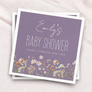 Purple Wildflower Boho Baby Shower In Bloom Napkin