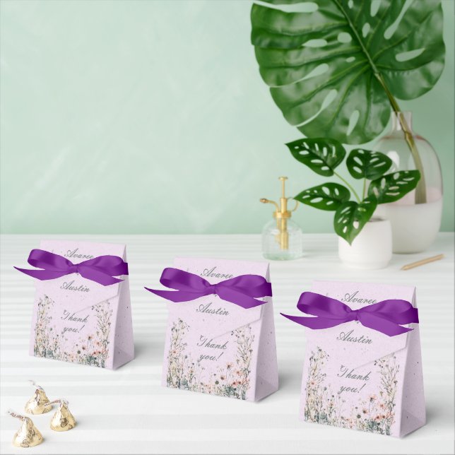 Purple Wildflower Border  Favour Box (Multiple)