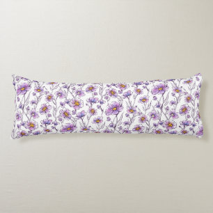 Purple Wildflower Botanical Pattern Design Body Cushion