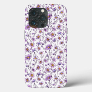 Purple Wildflower Botanical Pattern Design iPhone 13 Pro Case