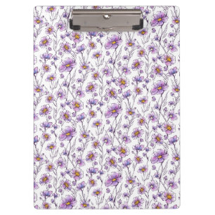 Purple Wildflower Botanical Pattern Design Clipboard