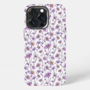 Purple Wildflower Botanical Pattern Design iPhone 13 Pro Case