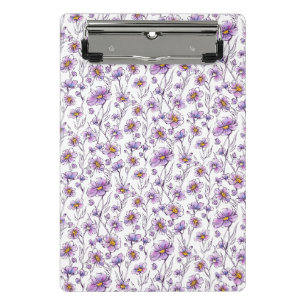 Purple Wildflower Botanical Pattern Design Mini Clipboard
