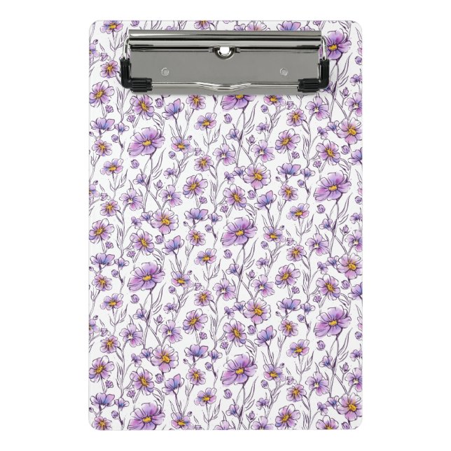 Purple Wildflower Botanical Pattern Design Mini Clipboard (Front)