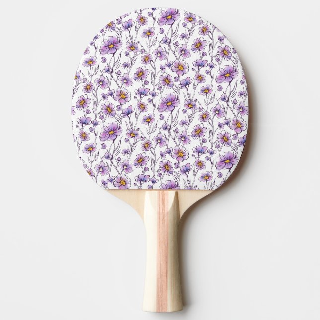 Purple Wildflower Botanical Pattern Design Ping Pong Paddle (Front)