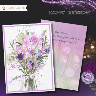 Purple Wildflower Bouquet Birthday Warm Wishes  Holiday Card