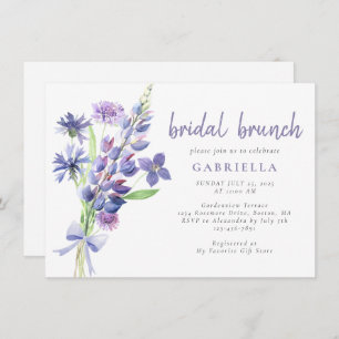 Purple Wildflower Bouquet Bridal Brunch Invitation