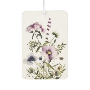 Purple Wildflower Bouquet Watercolor Floral Car Air Freshener