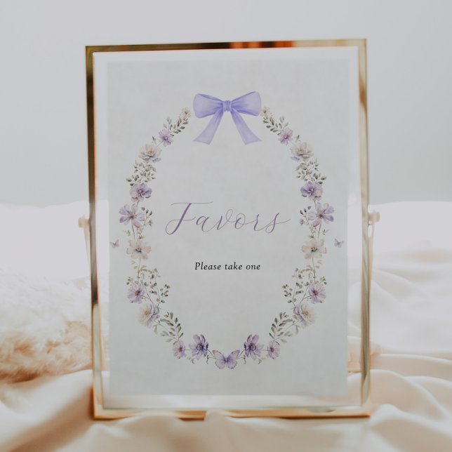 Purple Wildflower Bow Favours Sign (Creator Uploaded)