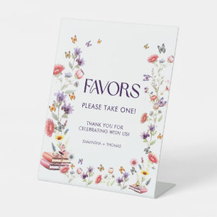 Purple Wildflower Bridal Shower Favor Pedestal Sign