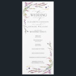 Purple Wildflower Calligraphy Wedding Program Programme<br><div class="desc">A formal wedding program features delicate hand painted watercolor florals in shades of purple, lilac and lavender. Personalise your details accented with beautiful modern hand lettered calligraphy in soft off-black. This program was designed for a large wedding, such as a full Catholic mass with lots of bridesmaids and groomsmen. If...</div>