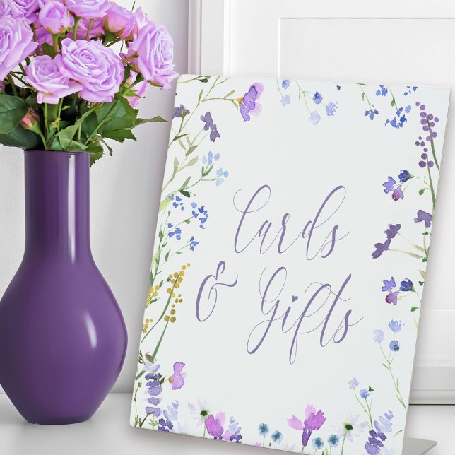 Purple Wildflower Cards and Gifts Table Pedestal Sign (Cards & Gift Table Sign from my Purple Wildflower Collection. )