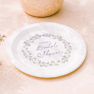 Purple Wildflower Cottagecore Bridal Shower Paper Plate