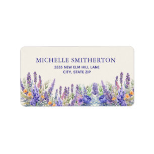 Purple Wildflower Floral Elegant Botanical  Label