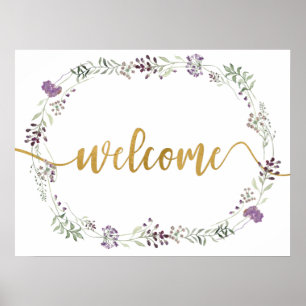 Purple Wildflower Frame Welcome Sign