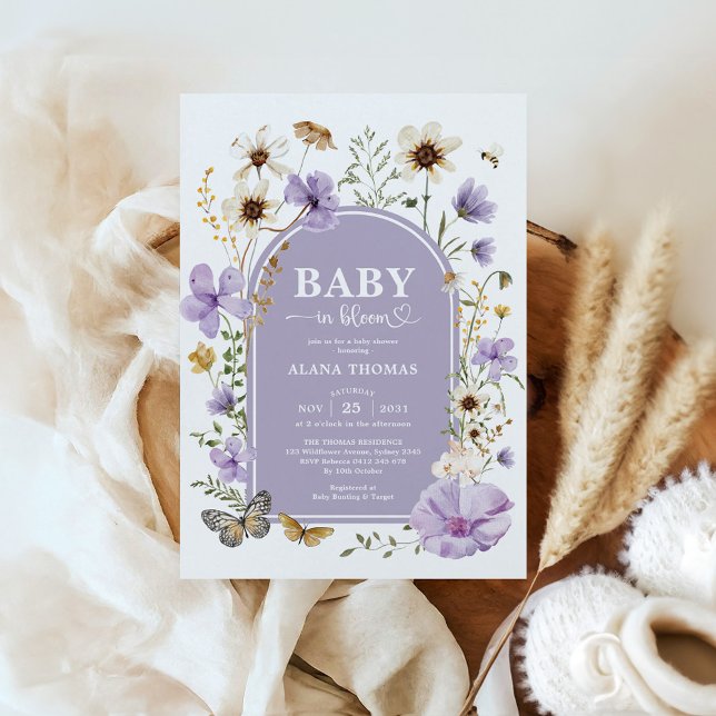 Purple Wildflower Garden Baby in Bloom Shower Invitation (Creator Uploaded)