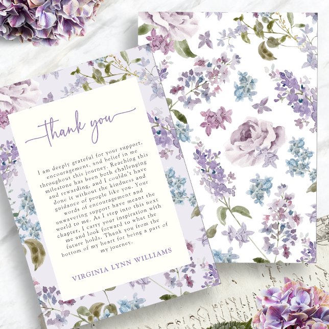 Purple Wildflower Graduation Thank You Card (Watercolor Purple Wildflower Graduation Thank You Card by Painted Paperie
)