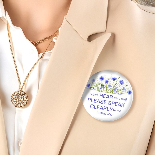 Purple wildflower hard of hearing pin badge deaf (Creator Uploaded)