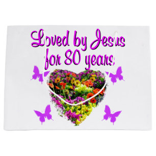 PURPLE WILDFLOWER LOVED BY JESUS FOR 80 YEARS LARGE GIFT BAG