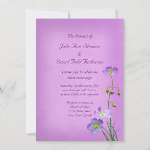 Purple Wildflower on Purple Wedding Invitation
