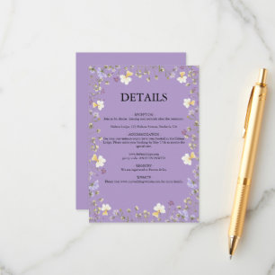 Purple Wildflower Summer Floral Wedding Enclosure Card