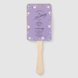 Purple Wildflower Summer Floral Wedding Hand Fan
