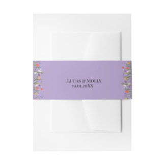Purple Wildflower Summer Floral Wedding Invitation Belly Band