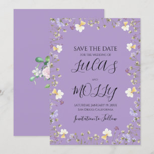 Purple Wildflower Summer Floral Wedding Save The Date