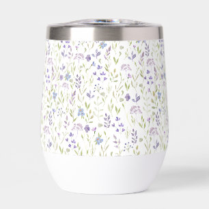 Purple Wildflower Watercolor Thermal Wine Tumbler
