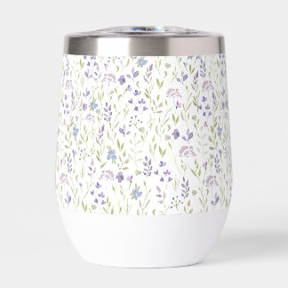 Purple Wildflower Watercolor Thermal Wine Tumbler