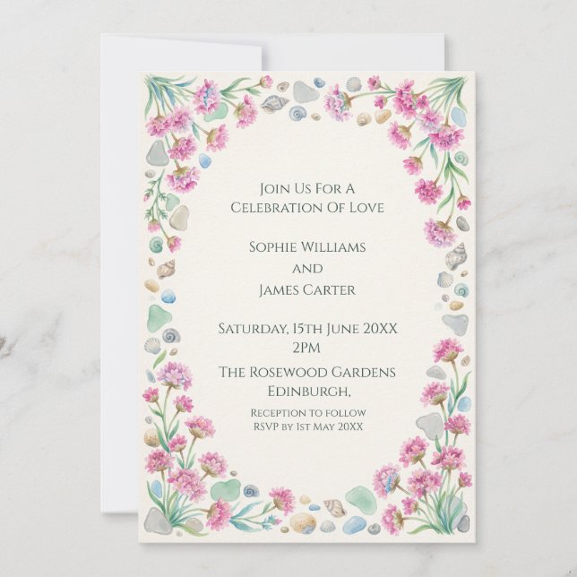 Purple Wildflower Wedding Invitation (Front)