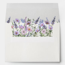 Purple Wildflower Wedding Invitation Envelope