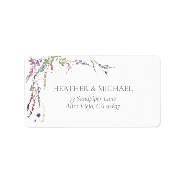 Purple Wildflower Wedding Return Address Label (Front)