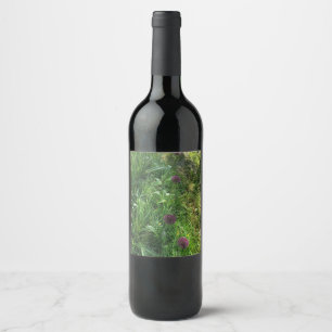 Purple Wildflower Wine Bottle Label