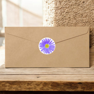 Purple Wildflower With Yellow Centre Photograph Classic Round Sticker