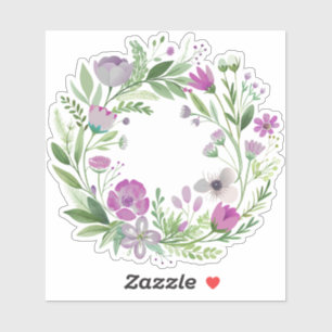 Purple Wildflower Wreath Custom-Cut Vinyl Sticker