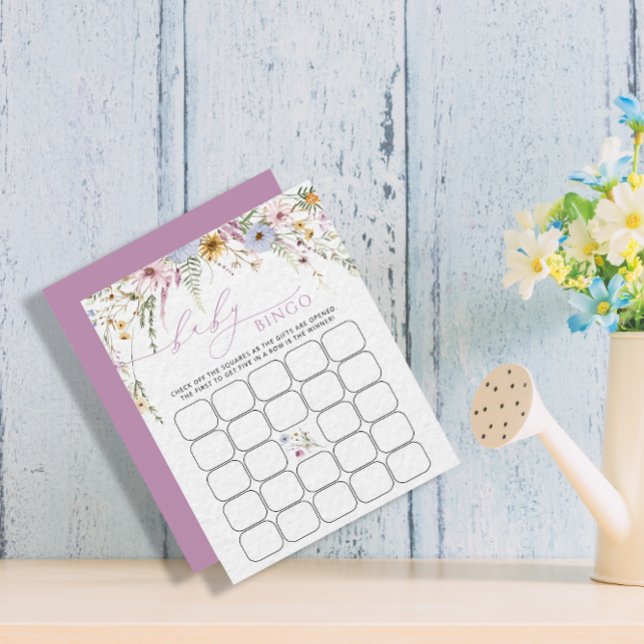 Purple Wildflowers Baby Bingo Game Card (Creator Uploaded)