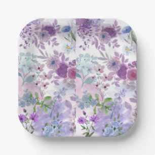 Purple wildflowers bridal shower paper plate