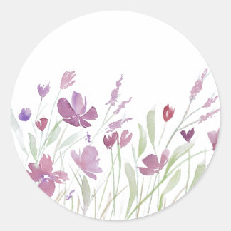 Purple wildflowers envelope stickers