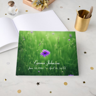 Purple Wildflowers For Memorial Service Guest Book
