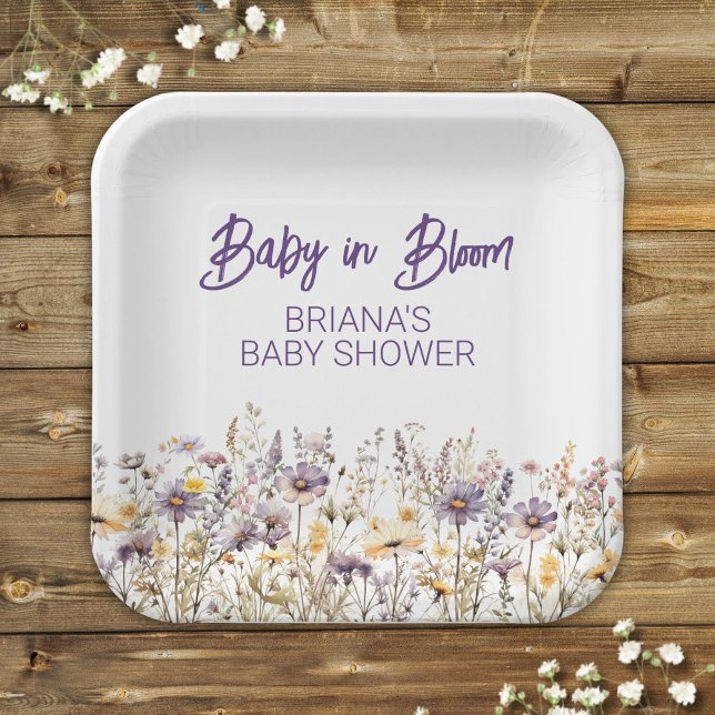 Purple Wildflowers Gender Neutral Baby Shower Paper Plate (Creator Uploaded)